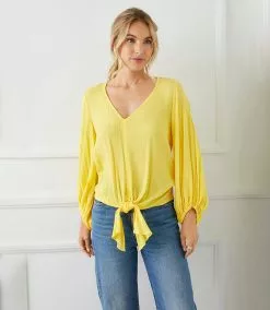 Karen Kane Lantern Sleeve Tie-Front Top -karen kane Sales Shop 04 30 21 KK39653 0bc9da43 86b5 4d56 b28c 8f63c16574a6