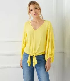 Karen Kane Lantern Sleeve Tie-Front Top -karen kane Sales Shop 04 30 21 KK39655 44fb9421 926d 4b2c b910 cdcf2ea32494