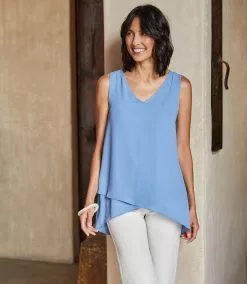 Karen Kane Layered V-Neck Tank -karen kane Sales Shop 07 12 22 KK Location 14268