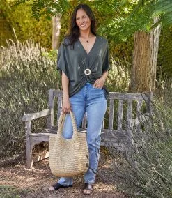 Karen Kane Rattan Buckle Twist Top