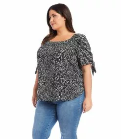 Karen Kane Plus Size Square Neck Top -karen kane Sales Shop 1L11204W LEO 2288