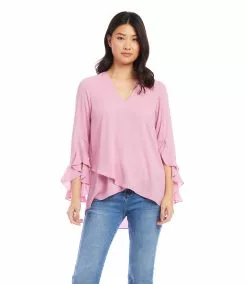 Karen Kane Ruffle Sleeve Crossover Top -karen kane Sales Shop 1L25412 PIN 19513