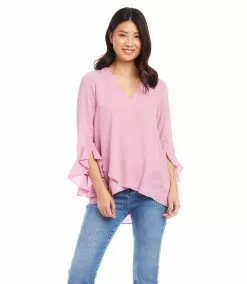 Karen Kane Ruffle Sleeve Crossover Top
