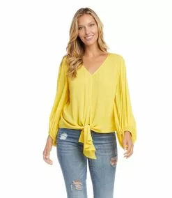 Karen Kane Lantern Sleeve Tie-Front Top -karen kane Sales Shop 1L55189 lemon 001 74ea0608 bab1 474d 8654 d73a22b89f88