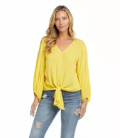 Karen Kane Lantern Sleeve Tie-Front Top -karen kane Sales Shop 1L55189 lemon 003 47214a2a 97d5 48ea 9747 f9dd61f71a04