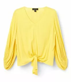Karen Kane Lantern Sleeve Tie-Front Top -karen kane Sales Shop 1L55189 lemon 004 5fb56a6f f75d 4795 b39b 78e87f147de1