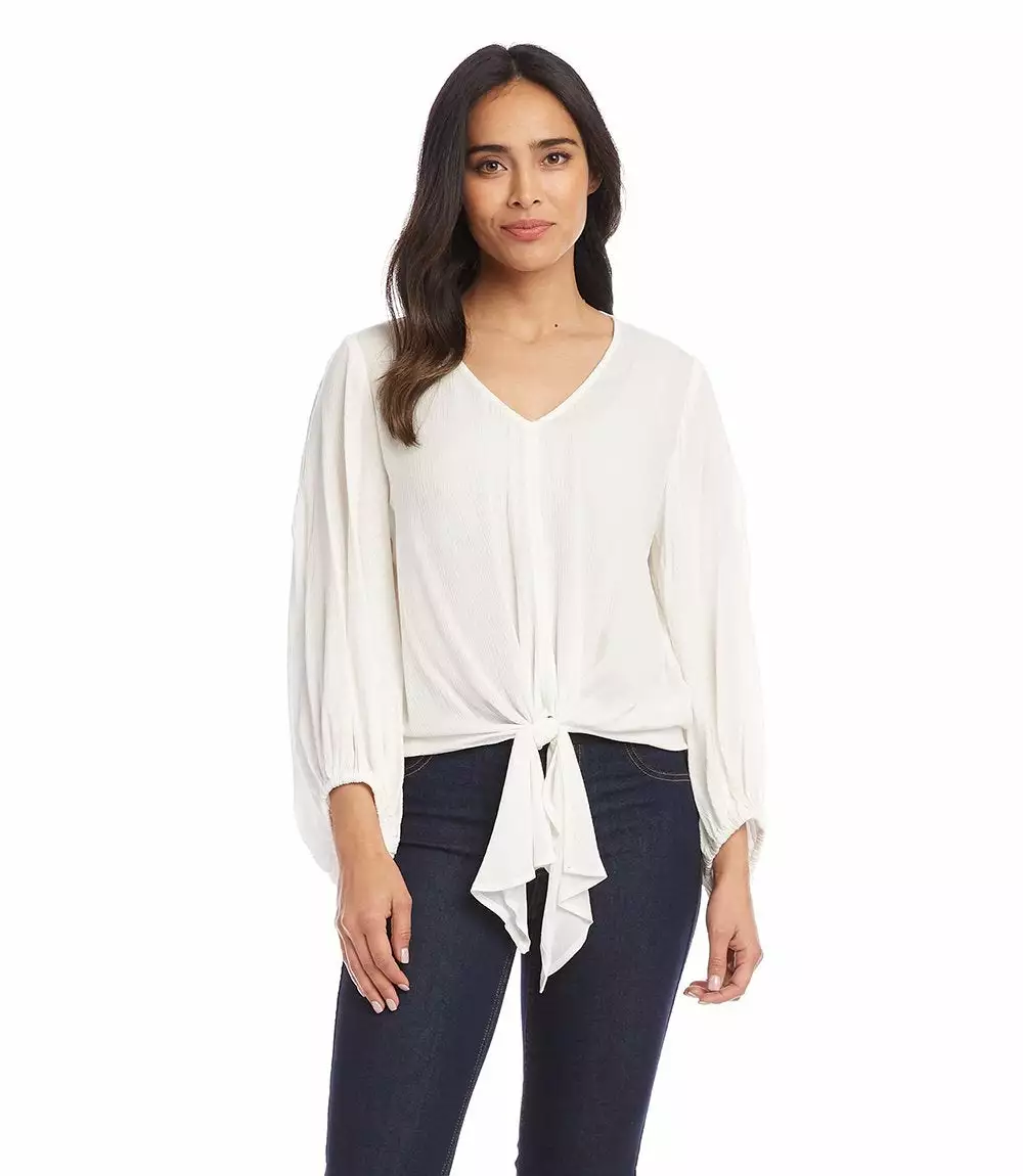 Karen Kane Lantern Sleeve Tie-Front Top 4 Karen Kane Lantern Sleeve Tie-Front Top - Image 2