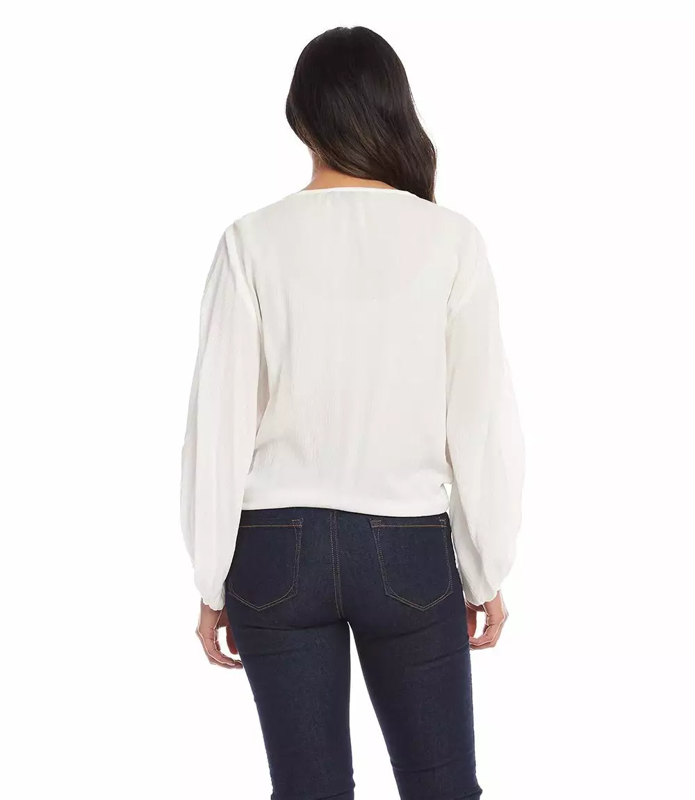 Karen Kane Lantern Sleeve Tie-Front Top 5 Karen Kane Lantern Sleeve Tie-Front Top - Image 3