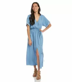 Karen Kane Cuffed Sleeve Dress 17 Karen Kane Cuffed Sleeve Dress -karen kane Sales Shop 1L98227 chambray 006 f9c57394 0c44 4169 9041 565018a3deb9