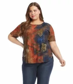 Karen Kane Plus Size Short Sleeve Shirttail Top -karen kane Sales Shop 2L05600W print 003 eb8502e4 d96f 480e a80a 7b8d51b252df