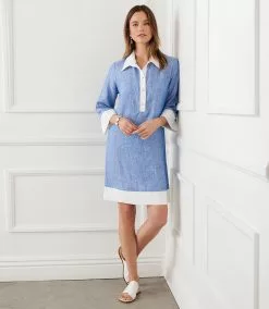Karen Kane Contrast Shirtdress -karen kane Sales Shop 2L20510 BLU 006