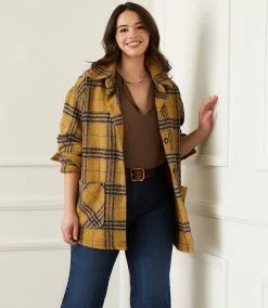 Karen Kane Plus Size Plaid Shirt Jacket -karen kane Sales Shop 3L31232W PLA135359