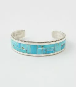 Karen Kane Sterling Silver Turquoise Inlay Cuff Bracelet