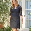 Karen Kane Plus Size V-Neck Scallop Lace Dress -karen kane Sales Shop DW36529NAV 2 4bacd727 6b5d 46a7 aff6 796d840d64aa 1