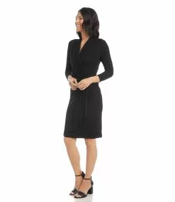 Karen Kane Cascade Wrap Dress -karen kane Sales Shop L13915 BLK 1406 3482bc8d d30e 4428 b792 4201b21baac9