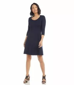 Karen Kane Three Quarter Sleeve A Line Dress -karen kane Sales Shop L14174 NAV 1052 c38ddd4f 29f5 418e 80f3 cea56146ec0f