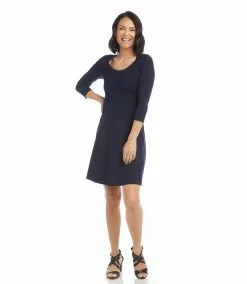Karen Kane Three Quarter Sleeve A Line Dress -karen kane Sales Shop L14174 NAV 1054 18619a82 1d0f 4887 89dc 4c37d7894f4c