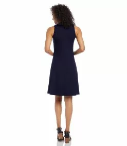 Karen Kane High Neck A Line Dress -karen kane Sales Shop L14226 navy 003 1f4430a1 f253 44b2 86cd 2b2f6d035f31
