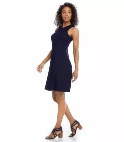 Karen Kane High Neck A Line Dress -karen kane Sales Shop L14226 navy 004 e3669801 61a7 406e b00e 9697087ab31f