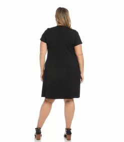 Karen Kane Plus Size Quinn V Neck Pocket Dress -karen kane Sales Shop L14244W BLK 0017 aef29a32 fba4 4fb0 87bb a97396259b84