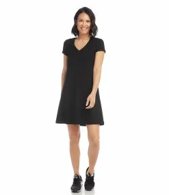 Karen Kane Quinn V Neck Pocket Dress -karen kane Sales Shop L14244 BLK 0067 dbbf1cd7 a84d 4df2 8360 9f72aae220a2