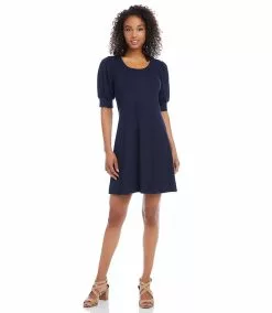 Karen Kane Petite Size Erin A-Line Dress -karen kane Sales Shop L14290P navy 003 844e8509 4d6f 47b1 8331 09193bb9464b