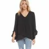 Kane Kane Ruffle Sleeve Crossover Top -karen kane Sales Shop L25490 black 001 4355eeaa 10cb 4e30 8a45 c3d8f0fc477d