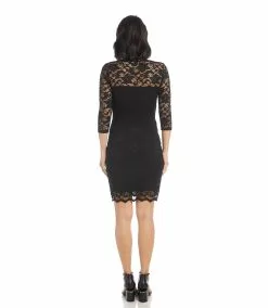 Karen Kane V-Neck Scallop Hem Lace Dress -karen kane Sales Shop L36529 BLK 1513 dd0b52ba bfcd 4c83 bb91 b15cc43d41fd