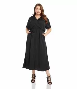 Karen Kane Plus Size Cuffed Sleeve Dress