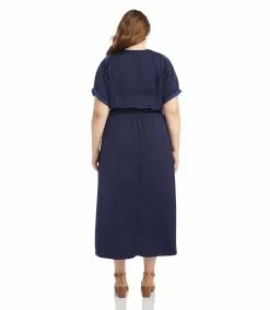 Karen Kane Plus Size Cuffed Sleeve Dress -karen kane Sales Shop L48566W NAV 003 2f6a0b99 47b3 4ebb a185 461517594690