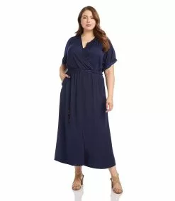 Karen Kane Plus Size Cuffed Sleeve Dress -karen kane Sales Shop L48566W NAV 004 564b1f74 ac19 472c ac18 1e05670ebe45