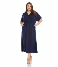 Karen Kane Plus Size Cuffed Sleeve Dress -karen kane Sales Shop L48566W NAV 005 9c5114c1 f3b3 4af3 b303 dfe735b8ba5e