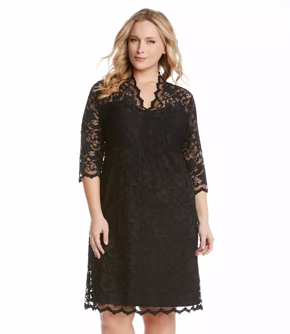Karen Kane Plus Size V-Neck Scallop Lace Dress 4 Karen Kane Plus Size V-Neck Scallop Lace Dress - Image 2