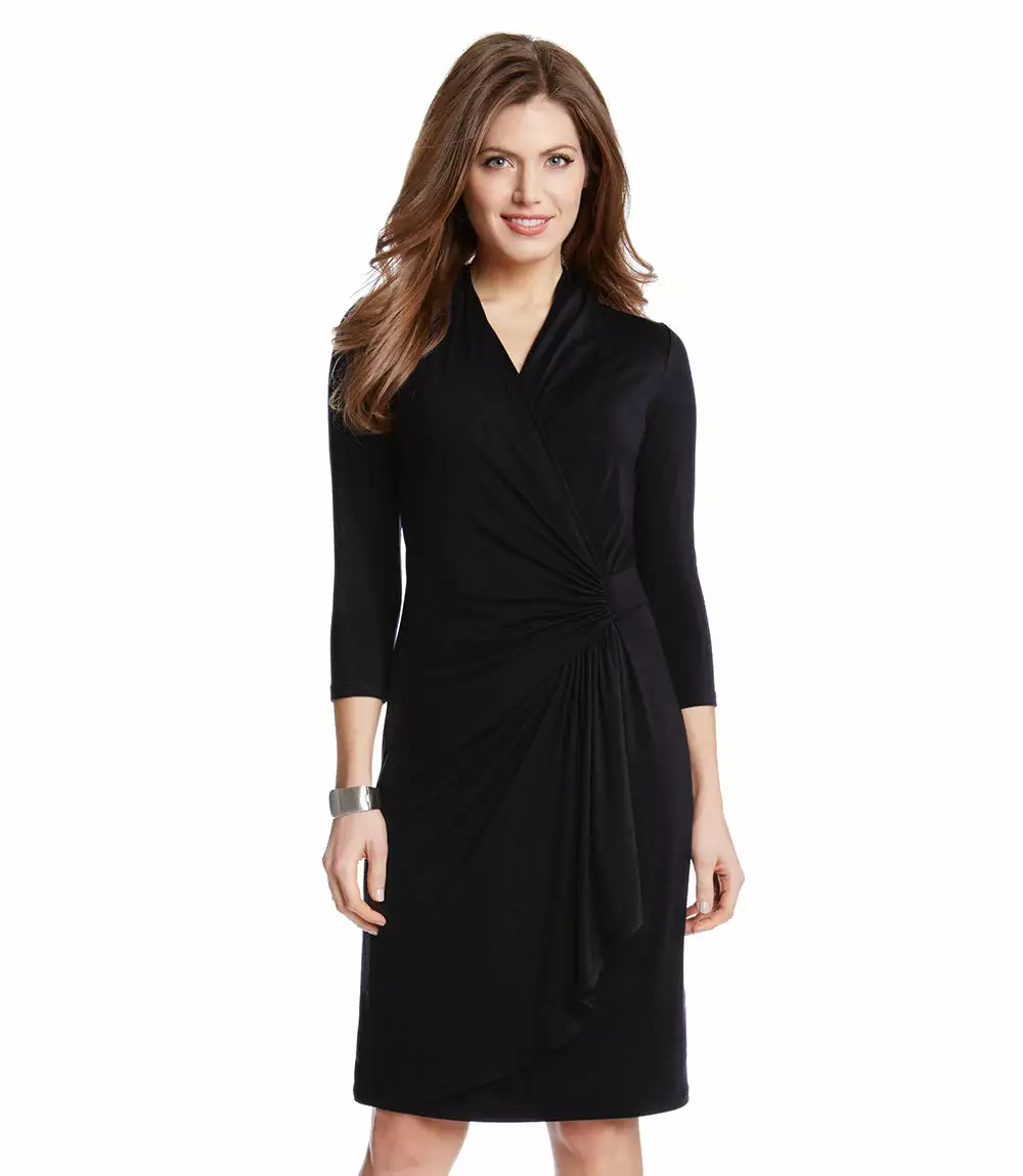 Karen Kane Petite Size Cascade Wrap Dress 3 Karen Kane Petite Size Cascade Wrap Dress