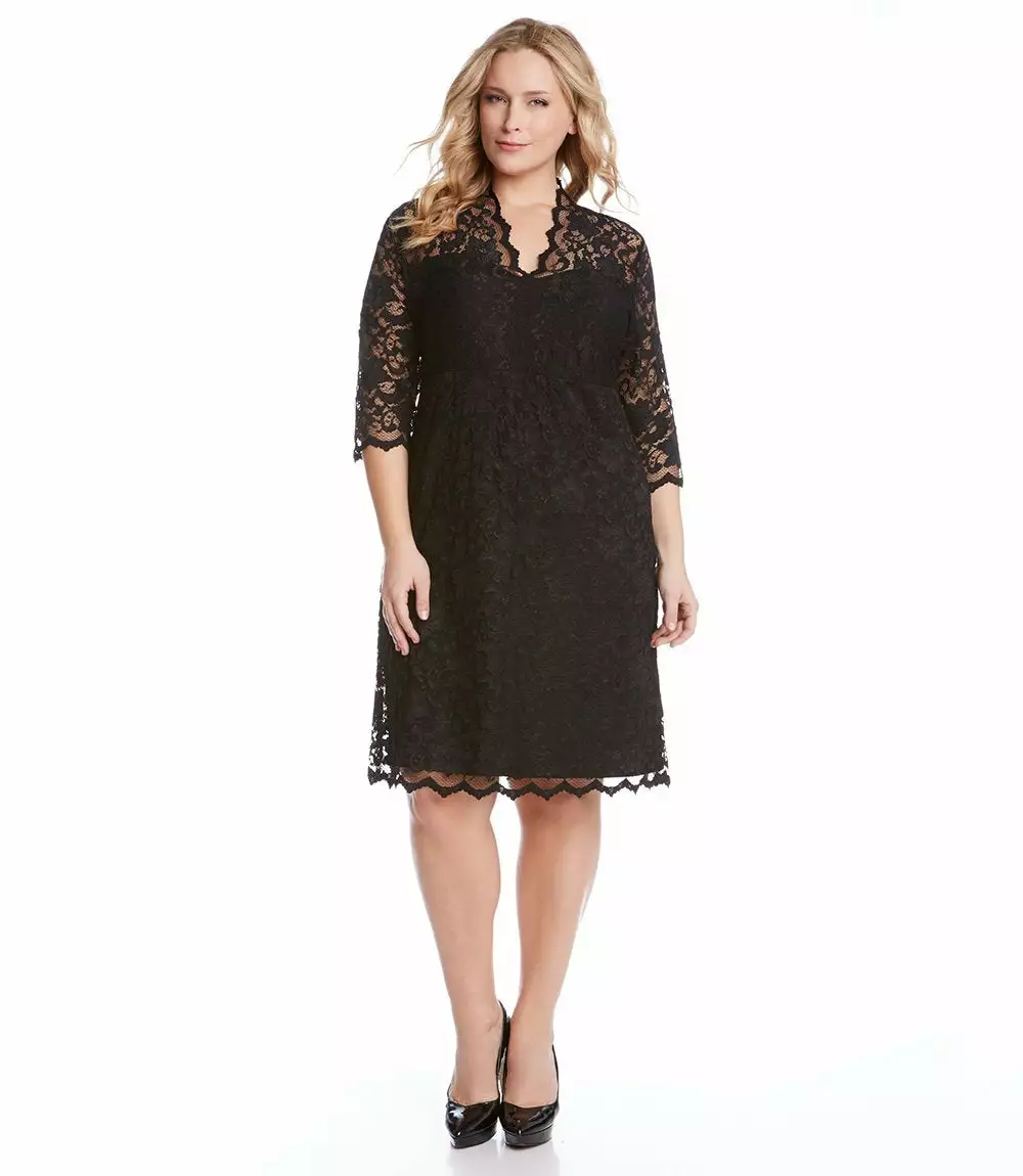 Karen Kane Plus Size V-Neck Scallop Lace Dress 5 Karen Kane Plus Size V-Neck Scallop Lace Dress - Image 3