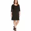 Karen Kane Plus Size 3/4 Sleeve A Line Dress -karen kane Sales Shop black 2 zoom b558f33c 4e97 47ab bd8e a1c4795ea6d6 1
