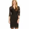 Karen Kane Petite V-Neck Scallop Lace Dress -karen kane Sales Shop black 2 zoom b79f5c5e 9fb2 4509 b864 a02e53cfeb17