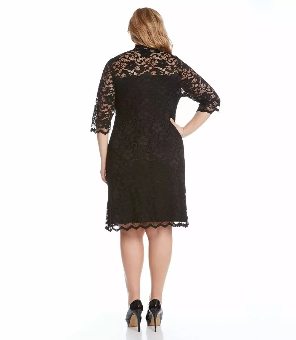 Karen Kane Plus Size V-Neck Scallop Lace Dress 6 Karen Kane Plus Size V-Neck Scallop Lace Dress - Image 4