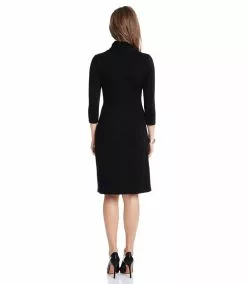 Karen Kane Petite Size Cascade Wrap Dress -karen kane Sales Shop black 3 zoom a0fdf54a 6b05 4a10 818d 9f120f3db82b 1
