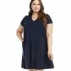 Karen Kane Plus Size Quinn V Neck Pocket Dress -karen kane Sales Shop karenkane 2021 spring L14244W NAV 001 2a732a9c 4632 4fea 800a db873a510e7f