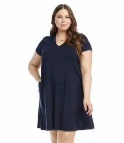 Karen Kane Plus Size Quinn V Neck Pocket Dress