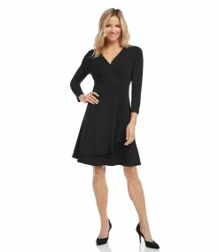 Karen Kane Faux Wrap Drape Dress -karen kane Sales Shop karenkane 2021 winter 3L95576 BLK 002 14c64877 db14 4019 8b6a ced412331537