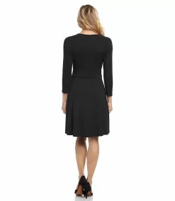 Karen Kane Faux Wrap Drape Dress -karen kane Sales Shop karenkane 2021 winter 3L95576 BLK 003 978127f7 09a1 407e 86a4 698cf269f7fe