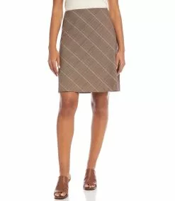 Karen Kane Petite Size Bias Cut Plaid Skirt