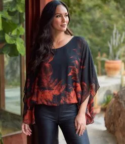 Karen Kane Blouson Scarf Top -karen kane Sales Shop karenkane 2022 fall 3L09604 PRT 001