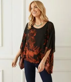 Karen Kane Blouson Scarf Top -karen kane Sales Shop karenkane 2022 fall 3L09604 PRT 002