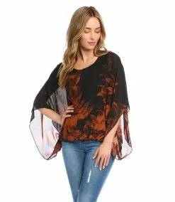 Karen Kane Blouson Scarf Top -karen kane Sales Shop karenkane 2022 fall 3L09604 PRT 006