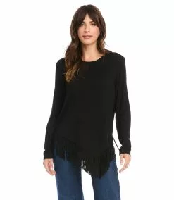 Karen Kane Petite Size Asymmetric Fringe Top