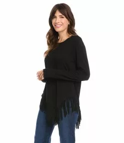Karen Kane Petite Size Asymmetric Fringe Top 9 Karen Kane Petite Size Asymmetric Fringe Top -karen kane Sales Shop karenkane 2022 fall 3L13169P BLK 004