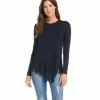 Karen Kane Petite Size Asymmetric Fringe Top -karen kane Sales Shop karenkane 2022 fall 3L13169P NAV 001 1